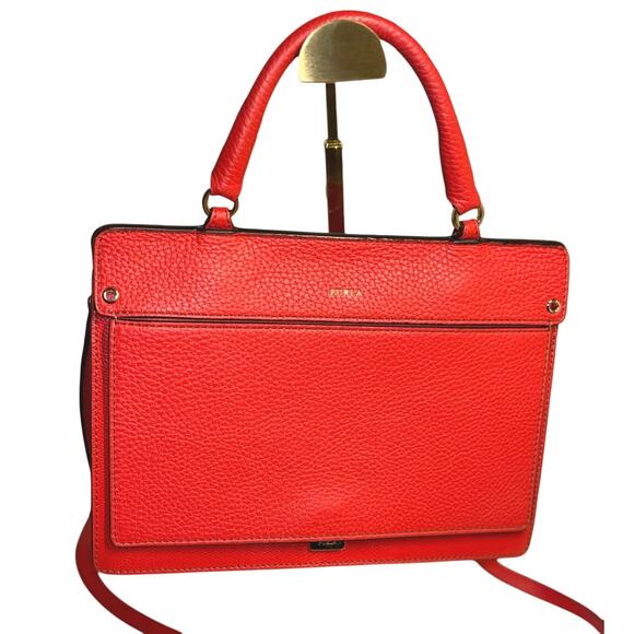 Furla Red Leather Two-way Handbag - Picture 1 of 5